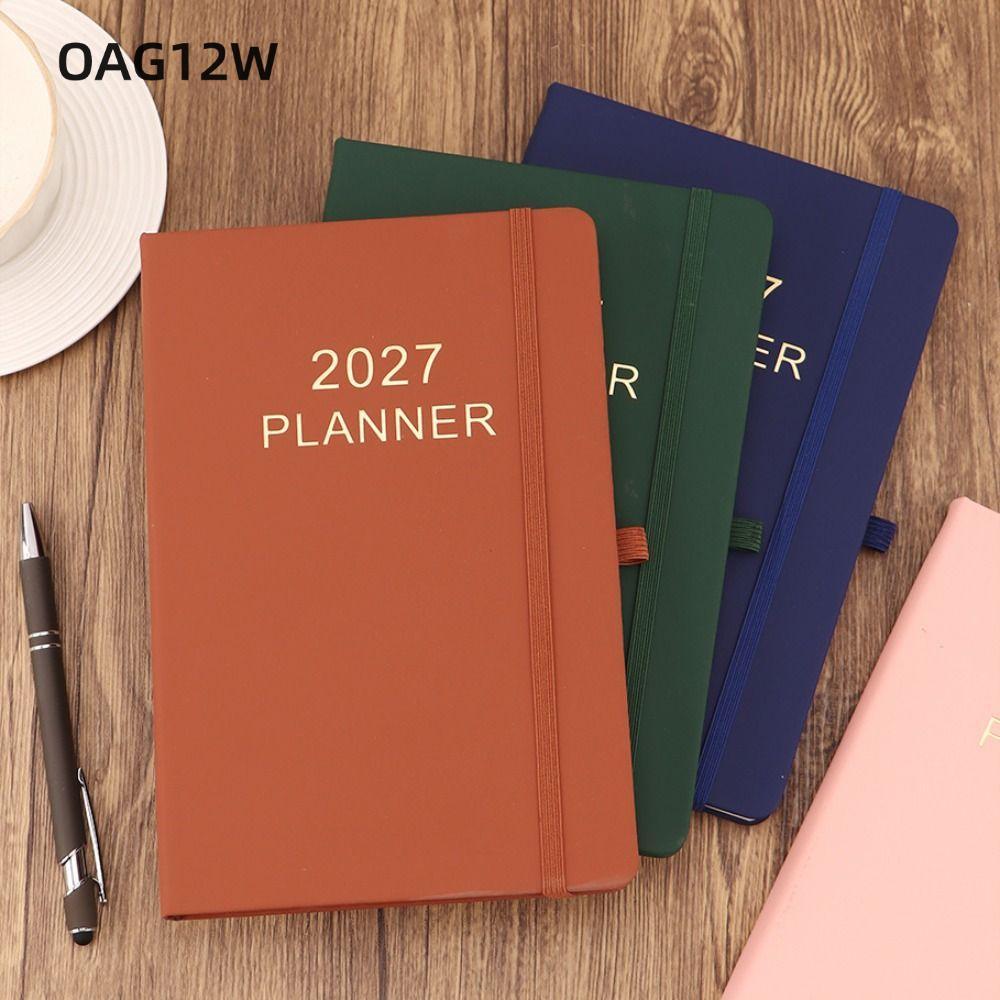OAG12W หนังสือกําหนดการ,พื้นผิว PU A5 2027 หนังสือวาระ, แบบพกพา Do List Planner Reminder Daily Plann