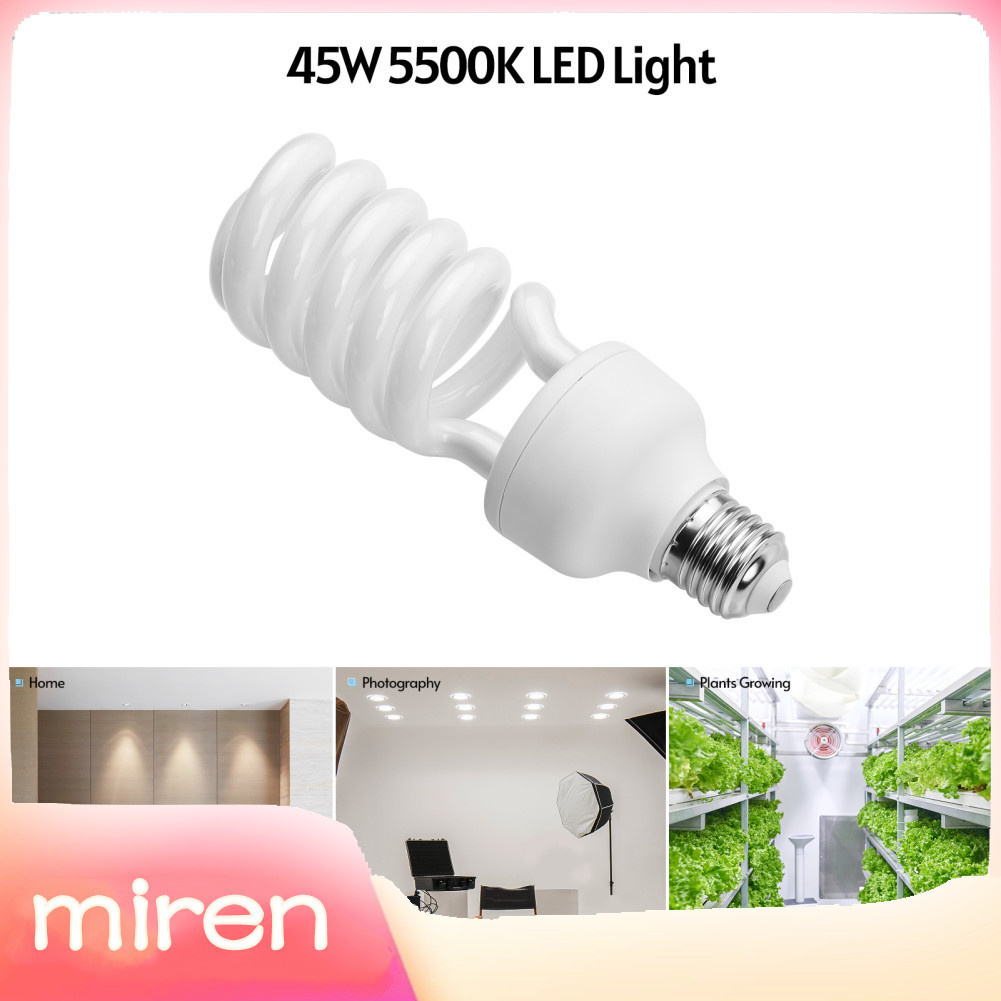 Miren-th หลอดไฟนีออนเกลียว 45W 5500K Daylight E27 ซ็อกเก็ตประหยัดพลังงาน ULTRA-Bright แสงธรรมชาติสำห