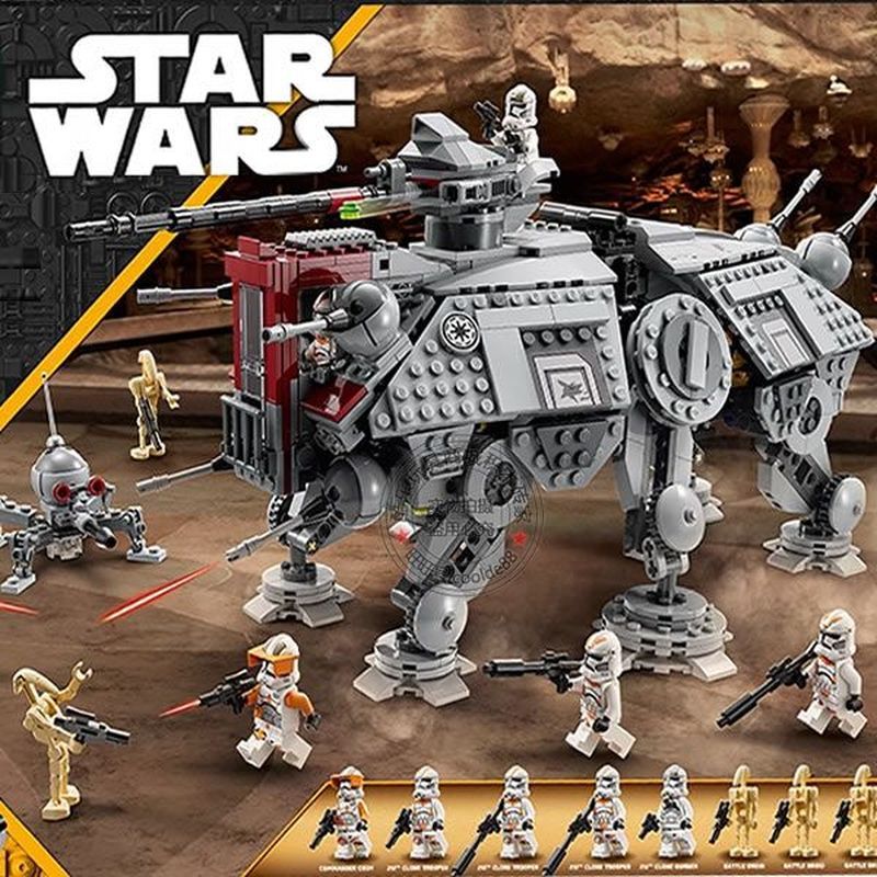 ใช้งานร่วมกับ Star Wars AT-TE เครื่องเดิน Millennium Falcon Wars ยานอวกาศประกอบอาคารบล็อกของเล่น 753