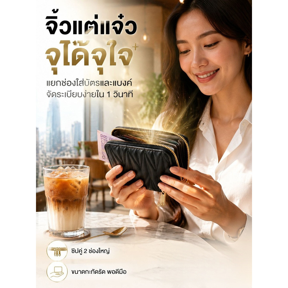 BAGSMART กระเป๋าใส่เหรียญแบบเย็บลายBAGSMART กระเป๋าใส่เหรียญแบบเย็บลาย