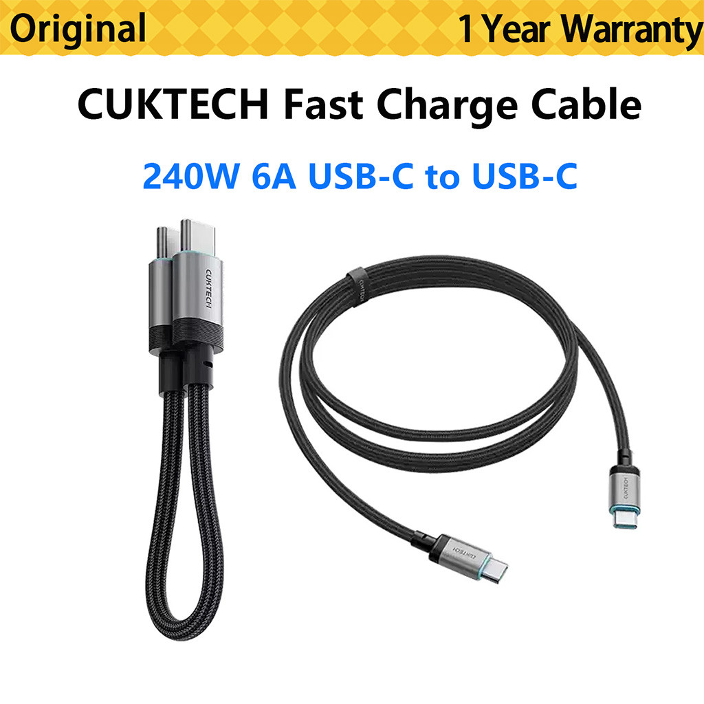 CUKTECH 6A 240W USB-C ถึง USB-C สายถักชาร์จเร็ว (15 ซม./2 ม.) PD3.1