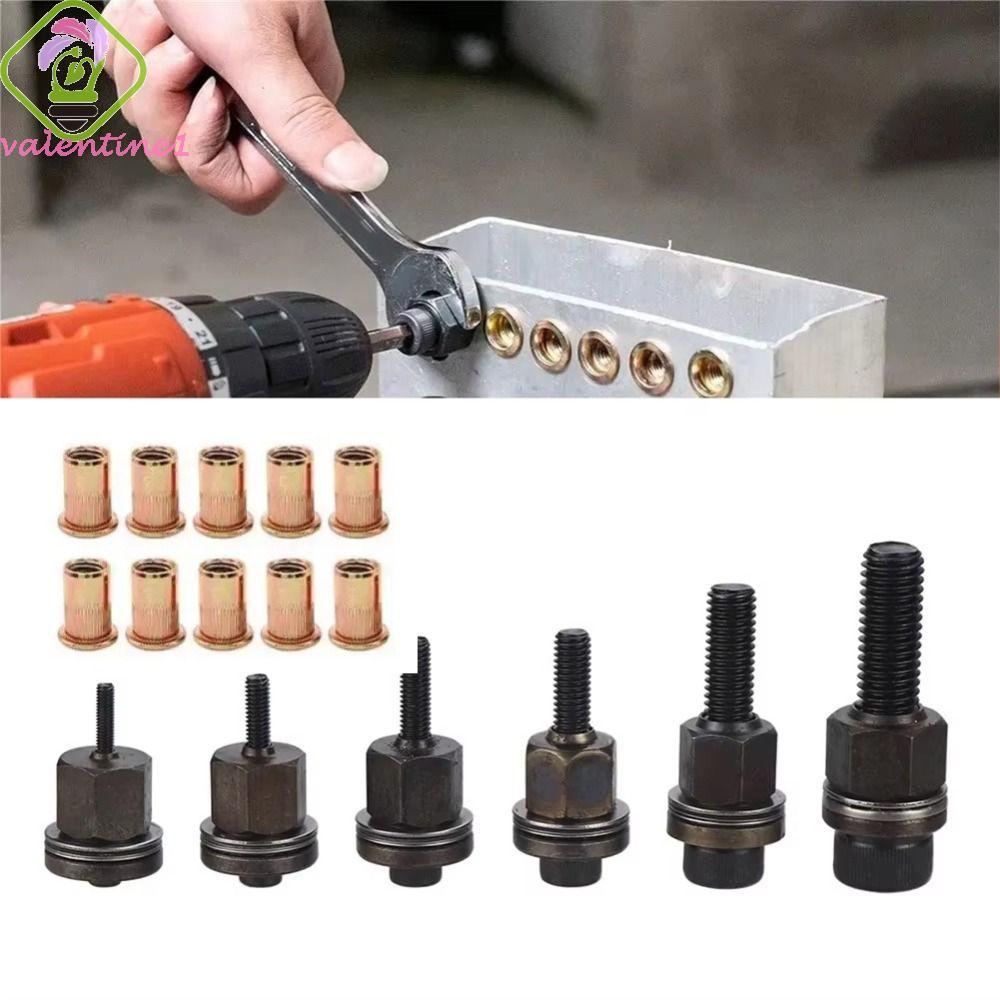 VALENTINE Rivet Nut Tool, กันสนิมเหล็กคาร์บอนเกลียวใส่เครื่องมือ, Rivet Nut ชุดผสมเกลียวคู่มือหัว Ri