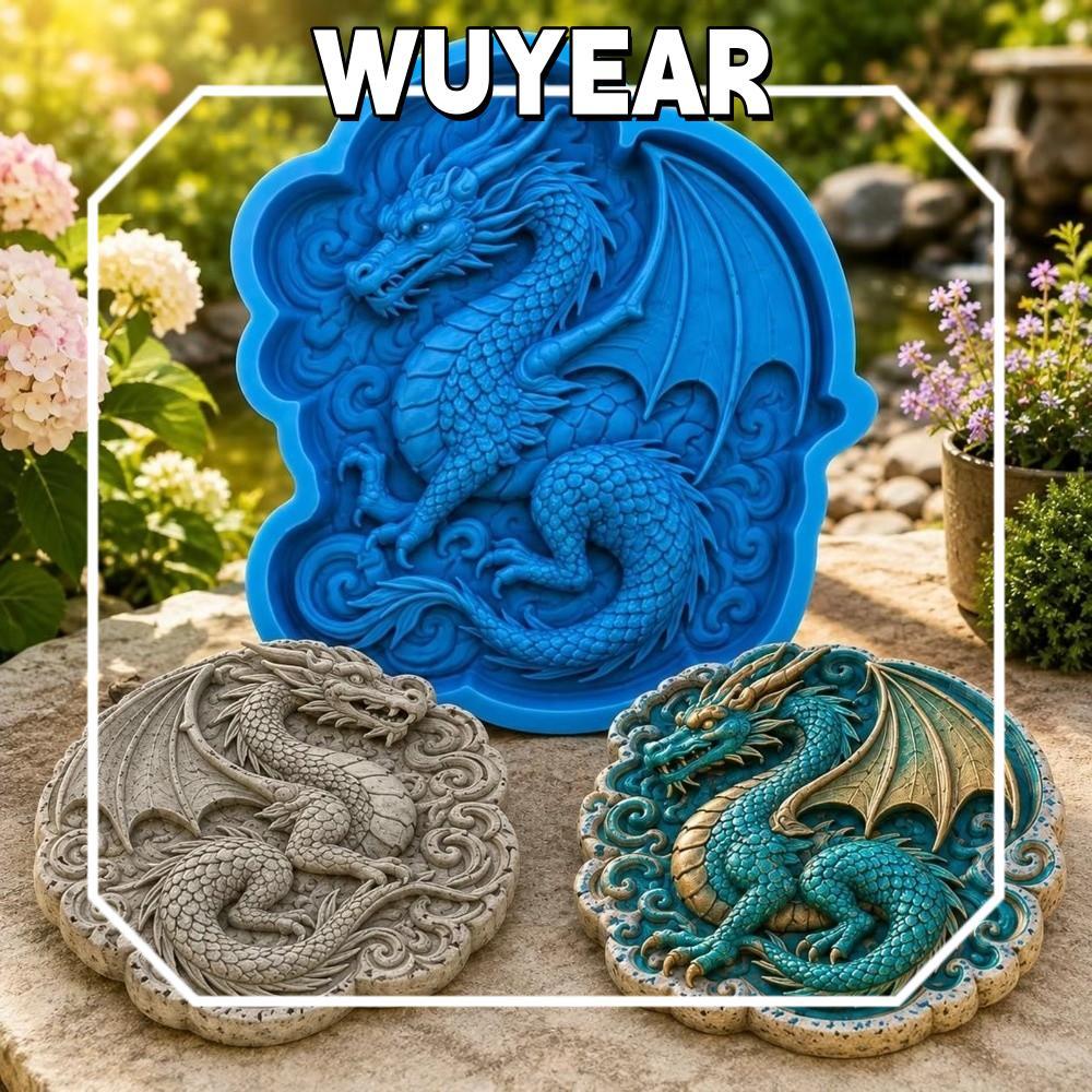 IWUYEAR Garden Path Cement Mould, Cement Casting Dragon Shape Stepping Stone Mold, DIY Reusable Sili