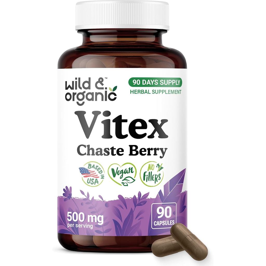 แคปซูล Vitex Chasteberry ของ Wild & Organic - รองรับ Menopause - 90 Count (บรรจุภัณฑ์อาจอารี)