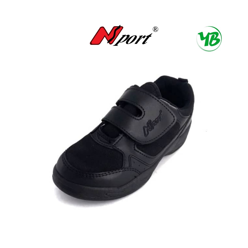 Nsport Kids/Youth Unisex Black Hook & Loop School Shoes 459/559-3018BK