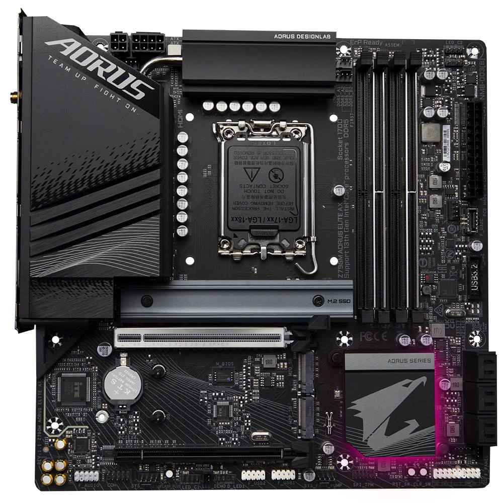 แพ็คเกจสินค้าคงคลัง Gigabyte Z790M AORUS ELITE AX แกะสลักขนาดเล็ก Z790 แกะสลักน้ําแข็ง Snow แกะสลัก 
