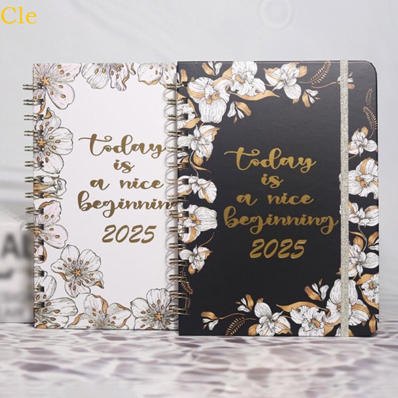 Cle 2025 Weekly Planner รายสัปดาห์รายเดือนวิชาการ Planner Notebook พร้อมฉลากรายเดือน Jan 2025-Dec 20
