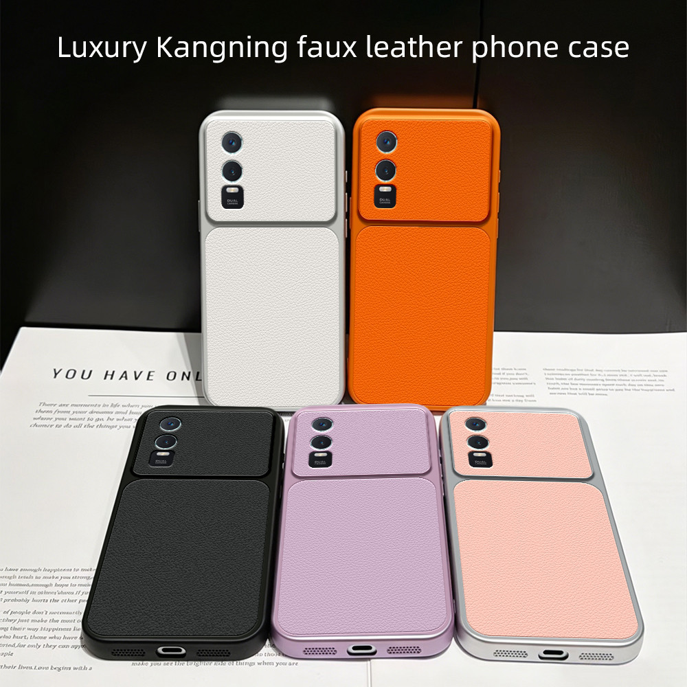 สําหรับ Vivo Y70s สําหรับ Vivo Y73s สําหรับ Vivo Y76s ปลอกหนัง PU หรูหราเลนส์ปกป้อง Matte หนังปกหลัง