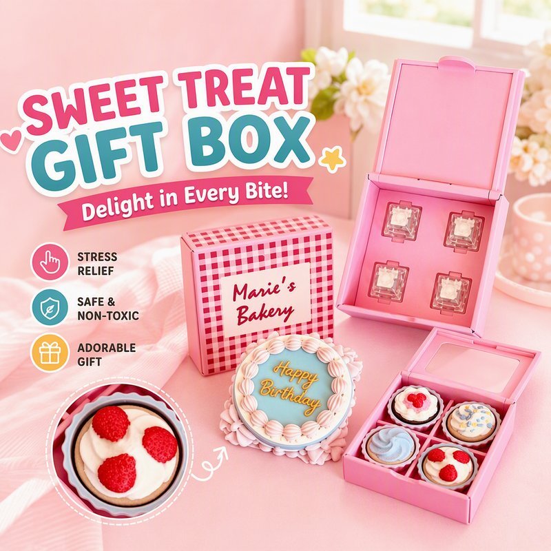 ของเล่นคลายเครียด Macaron ASMR Clicker Fidget Toy เสียง Clicky กดเพลิน กล่องขนมจิ๋ว ของสะสม ของขวัญ