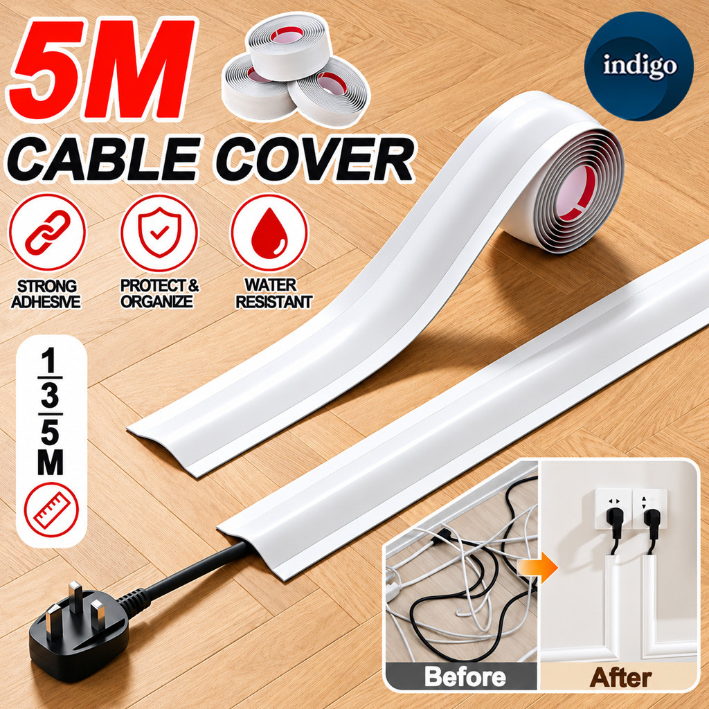 5M Bendable Wire Guide Soft PVC Wire Guide Penutup Kabel Lantai Anti-Step Wires Organizer การจัดการส