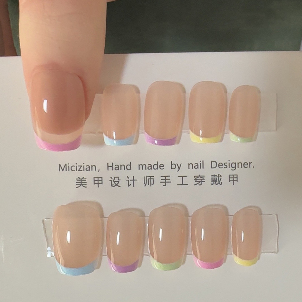 Candy French Cats Eye Handmade Nail Patch แต่งเล็บเล็บปลอม 3020#金箔渐变