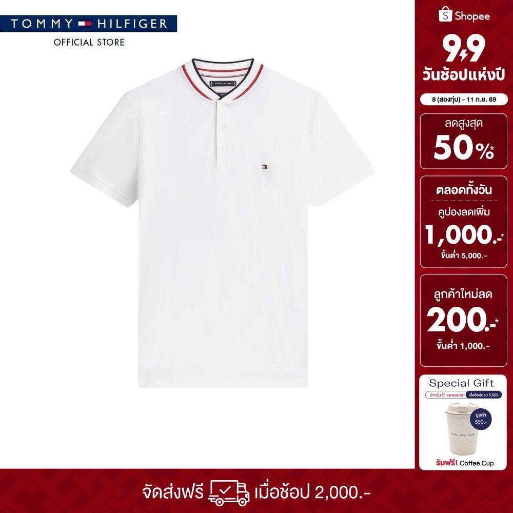 [ลดเพิ่ม 15% โค้ด 15ST19999] Tommy Hilfiger เสื้อโปโล ผู้ชาย รุ่น MW0MW34752 YBR - สีขาว ทรง Slim