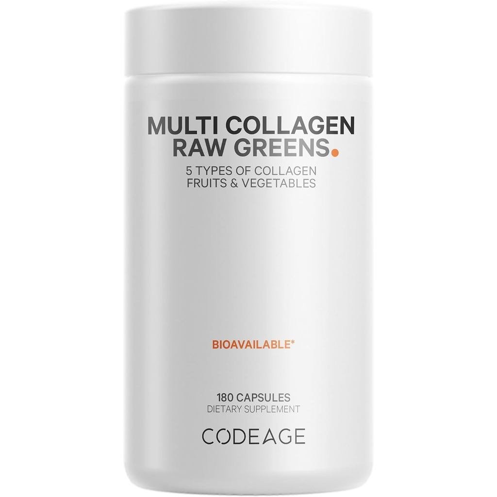 Codeage Multi Collagen Protein + Organic Raw Greens er Capsules 21 s & Veggies GrassFed Hydrolyzed C