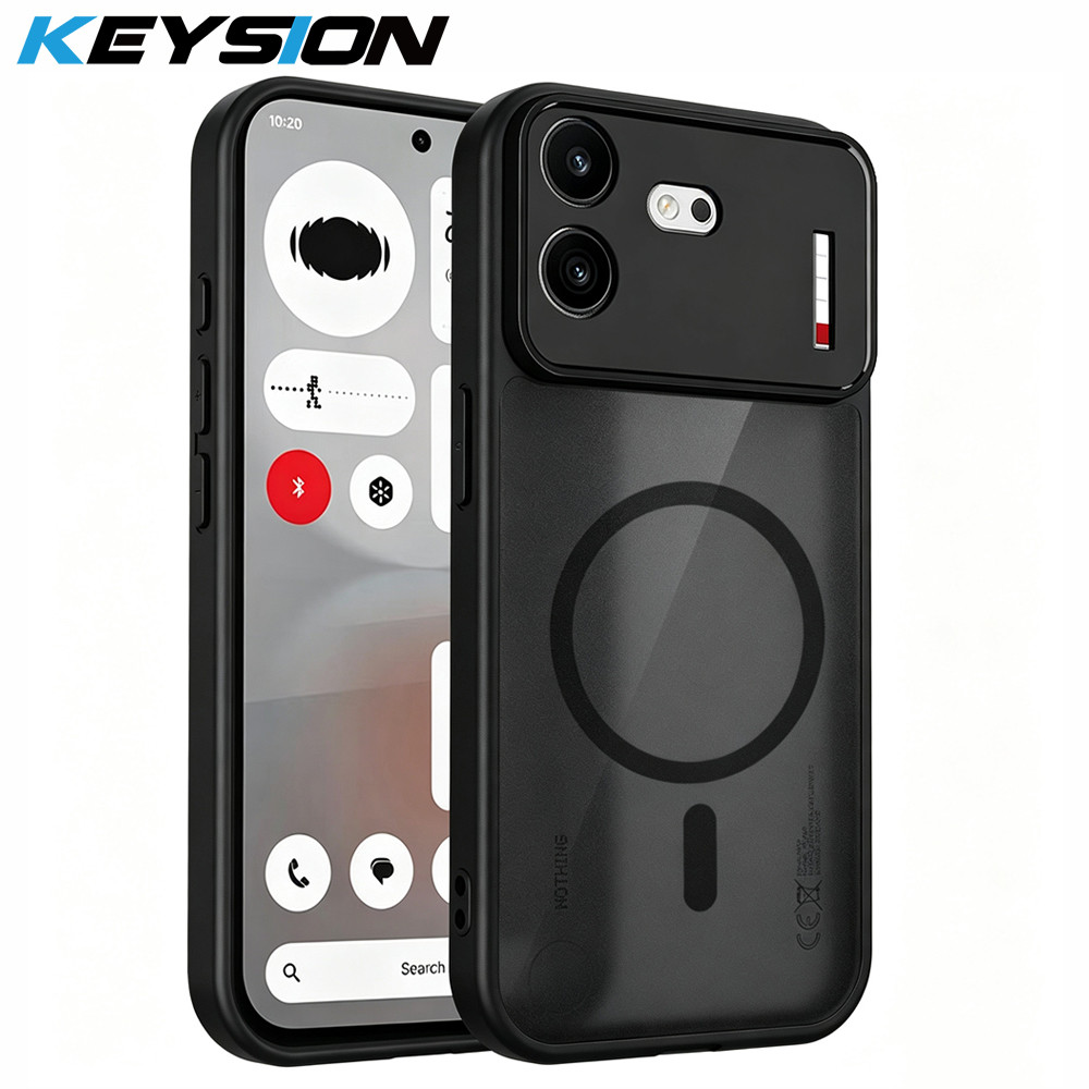 KEYSION เคสโทรศัพท์แม่เหล็กสําหรับไม่มีโทรศัพท์ 4B ซิลิโคน + PC Matte โปร่งแสงสีดํากันกระแทกฝาหลังสํ