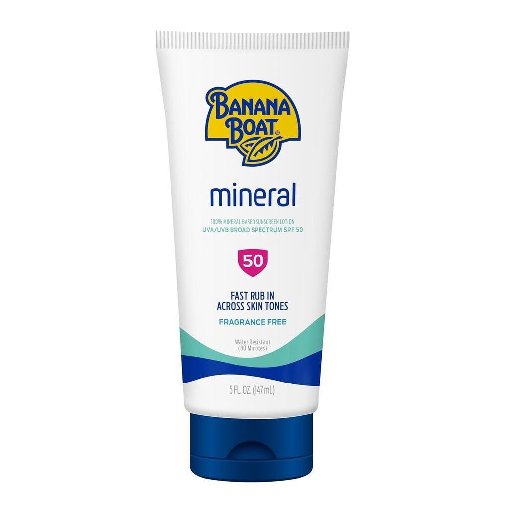 Banana Boat Mineral Sunscreen Lotion SPF50,5Ounce | โลชั่นกันแดด Zinc oxide,Beach essentials,SPF50Su