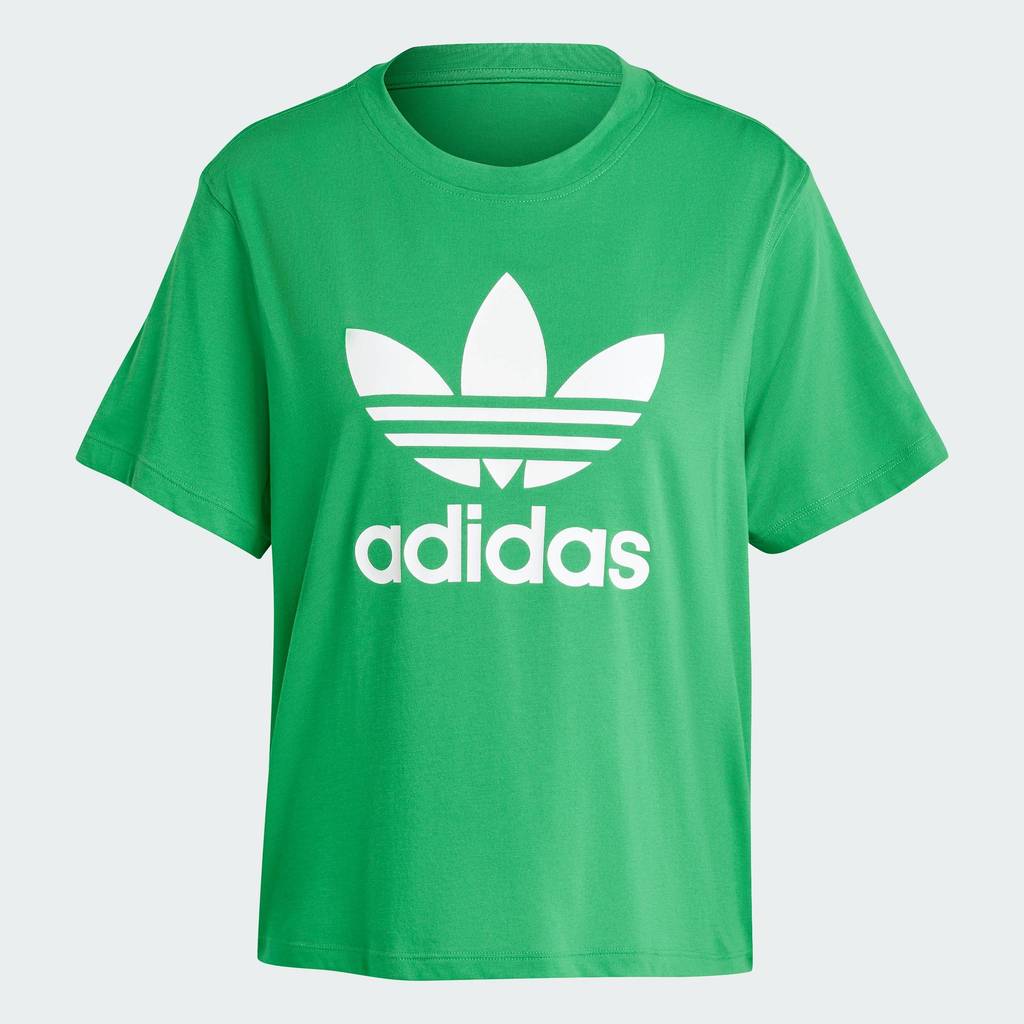 adidas ไลฟ์สไตล์ เสื้อยืดทรงบ็อกซี Adicolor Trefoil ผู้หญิง สีเขียว IY4691