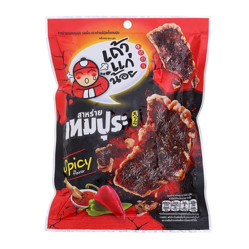 เถ้าแก่น้อยสาหร่ายทอดเทมปุระรสเผ็ด 22กรัม Taokaenoi Tempura Spicy Flavor 22g.