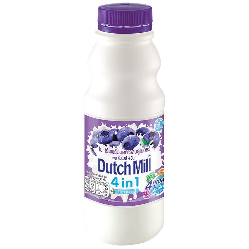 ดัชมิลล์นมเปรี้ยวรสบลูเบอร์รี่ 400ซีซี Dutch Mill Drinking Yoghurt Blueberry 400cc.