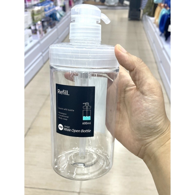 ขวดปั๊มแบบกดของ DAISO จากญี่ปุ่น ขวดโลชั่นเจลอาบน้ำสำหรับเครื่องสำอาง ปากกว้าง โปร่งใส เปลี่ยนได้ ไม