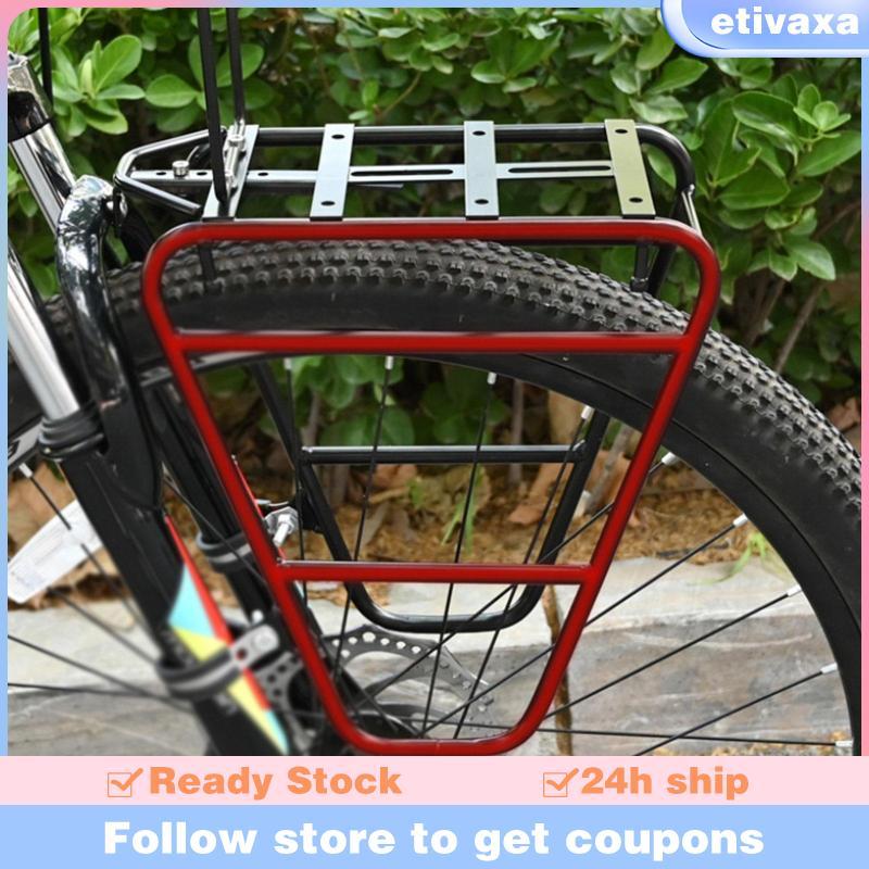 [Etivaxa] Bike Cargo Front Rack เหล็กคาร์บอนที่ทนทานสําหรับการเดินทางบนถนนภูเขาอุปกรณ์จักรยานและการเ