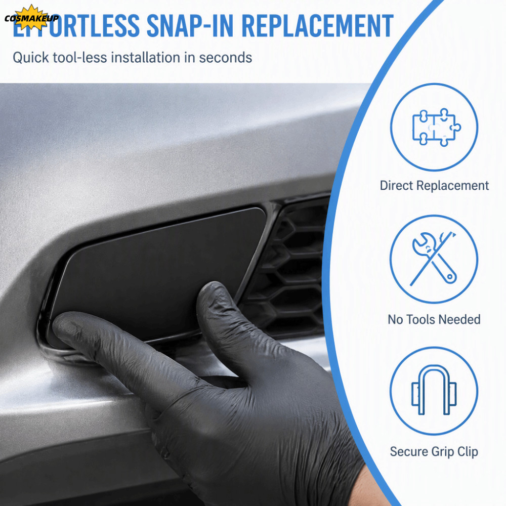 COSMAKEUP Tow Hook Cover, ABS 1405238 Tow Hook Cap,เปลี่ยนสีดําลากจูงEye CoverสําหรับVauxhall Zafira