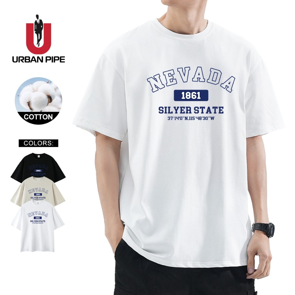 URBAN PIPE Fashion Nevada Printing Casual Tshirt For Men Cotton White Unisex Shirt YH13