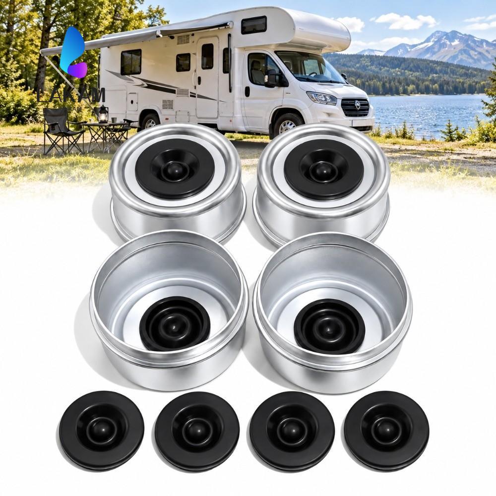 LAKAM 4PCS Trailer Hub Dust Cap, พร้อมปลั๊กยาง Heavy Duty Trailer Axle Dust Cap, ทนทาน 2.44 นิ้ว Tra