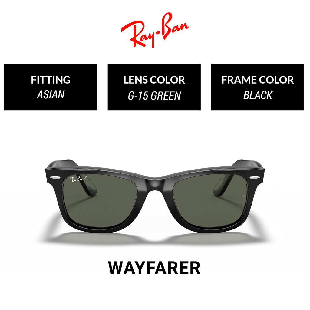 Ray-Ban نظارة شمسية Wayfarer مستقطبة RB2140F
