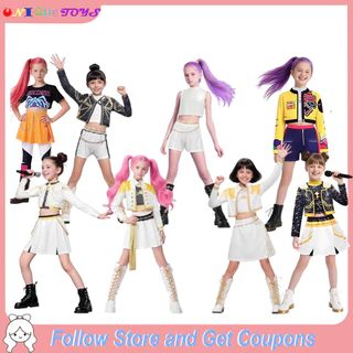 KPOP DEMON HUNTERS ชุดคอสเพลย์สำหรับเด็ก RUMI ZOEY MIRA ชุดนักร้องPOP และชุดHALOWEEN
