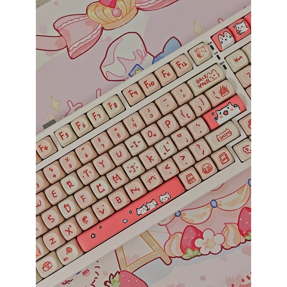 keycap ไฟลอด keycap สีชมพู Meow คีย์บอร์ด Keycap MOA ความสูงหมาป่า vgn Spider เดี่ยวที่ไม่ซ้ํากัน Ke