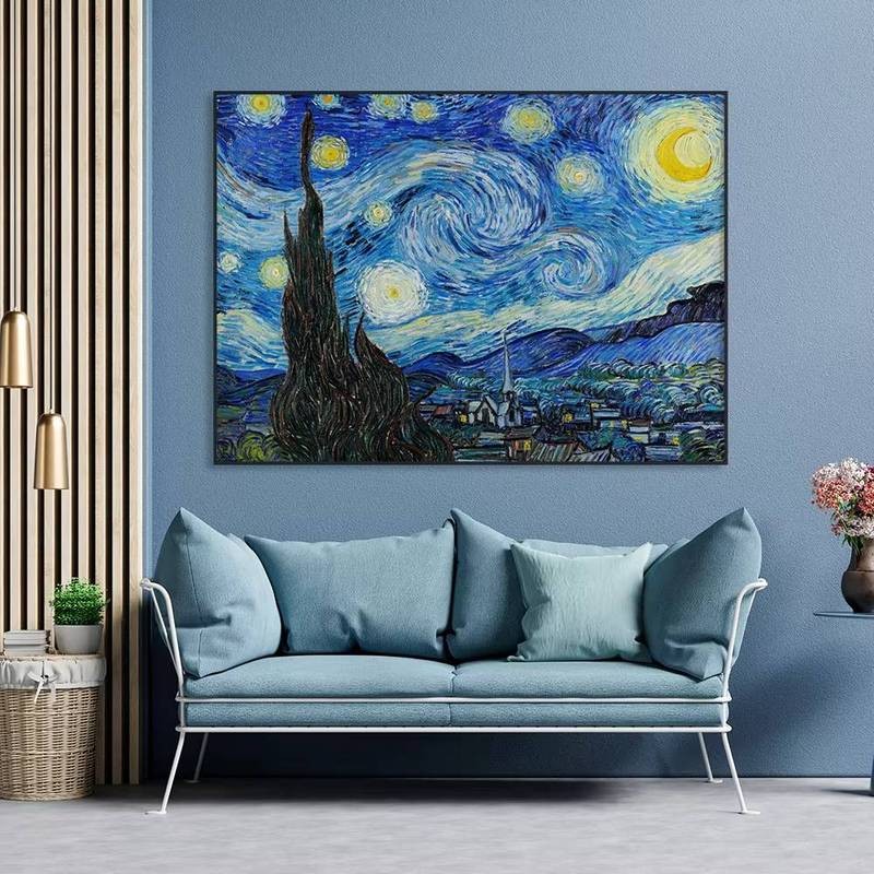 Vincent van Gogh The Starry Night ภาพพิมพ์สีน้ำมัน Retro สำหรับตกแต่งห้องนอน งานศิลปะคลาสสิก