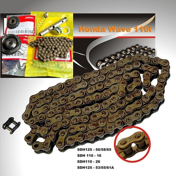 🔥COD🔥ชุดโซ่ราวลิ้น ครบชุด โซ่ 90 ข้อ โซ่ 88 ข้อ Honda เวฟ110i เวฟ125 WIN100 พร้อมยางกลิ้ง ยางกด กระบ