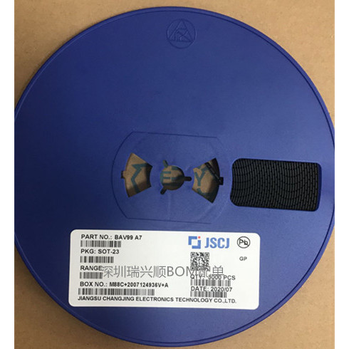 ยี่ห้อใหม่ Original BAV99, 215 Patch Switch Diode หน้าจอการพิมพ์ A7W 100V 215mA SOT-23