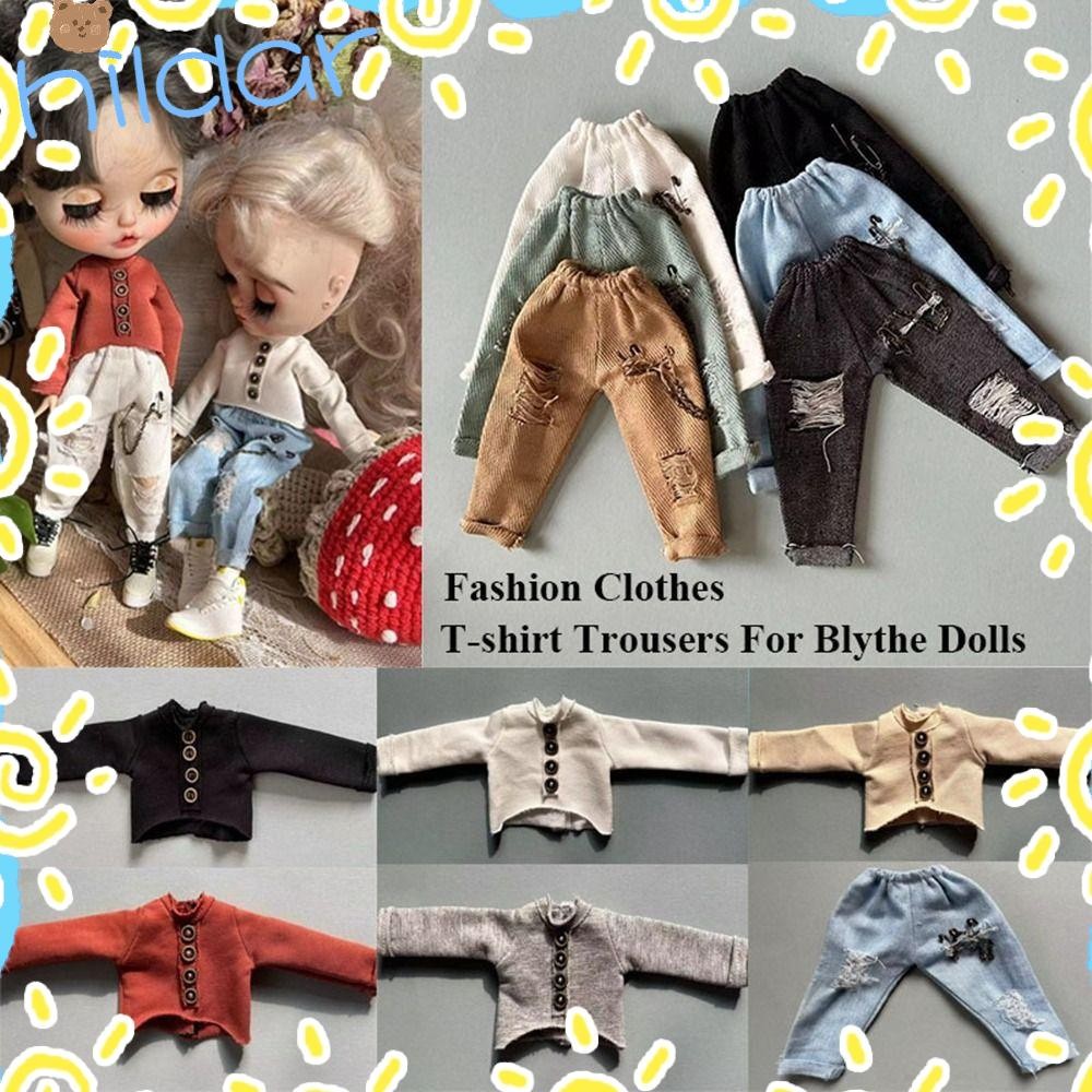 HLAR Casual Top,แฟชั่นน่ารักเสื้อยืดกางเกง,คุณภาพสูงDIY Mini Denimกางเกงสําหรับตุ๊กตาบลายธ์สําหรับOB