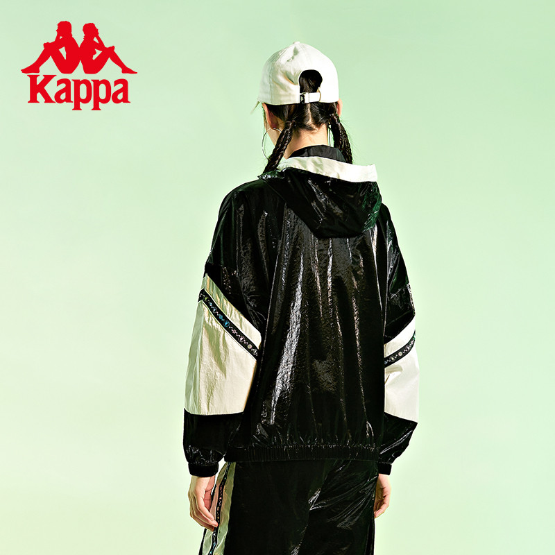 K K Kappa Kappa Player เพลงอิเล็กทรอนิกส์ Windbreaker ผู้หญิงเสื้อสวมหัว Hoodie สีบล็อกทอเสื้อกันหนา
