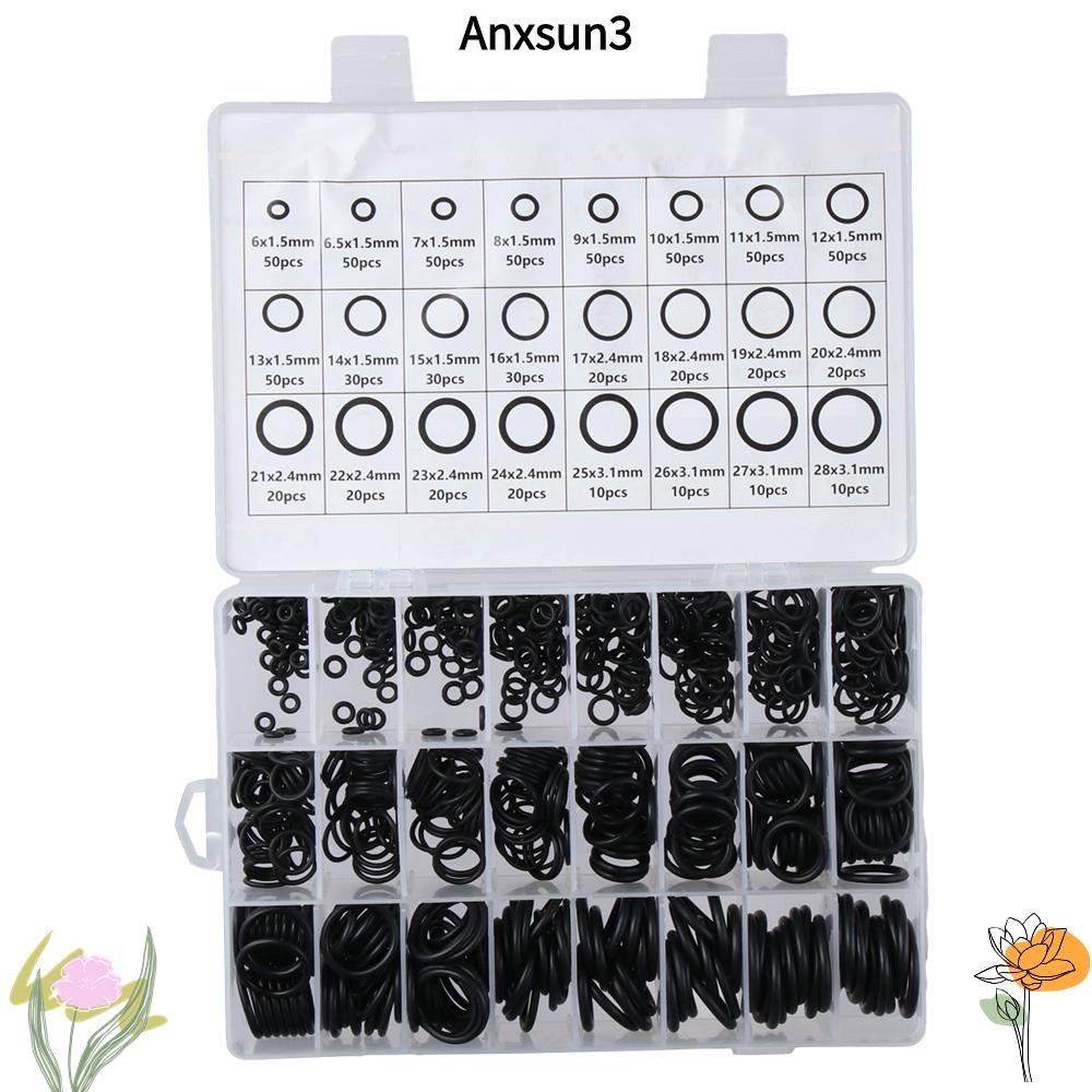 ANXSUN3 740 ชิ้น O แหวน Assortment Kit ซ่อมปะเก็นซีลยาง O-Rings ชุดซ่อม