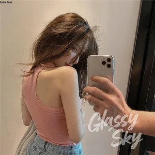 Glassy Sky💖พร้อมส่ง💖เสื้อกล้ามรัดตัว มีฟองน้ำ โชว์หลังนิดๆ เข้ารูป ใส่สบาย(FYC013)