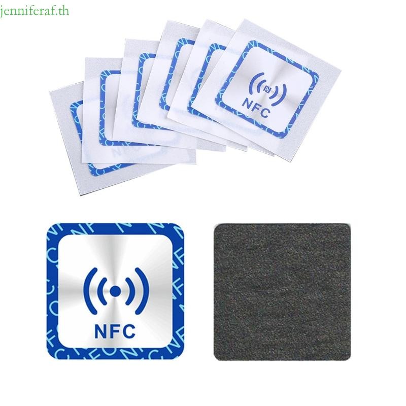 Jenniferf 6 ชิ้น Ntag213 แท็กสติกเกอร์สติกเกอร์ป้องกันโลหะ NTAG 213 สติกเกอร์สําหรับโทรศัพท์