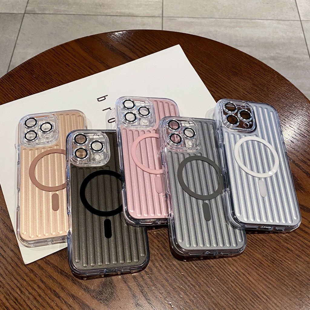 คริสตัลน้ําแข็งสองสีเหมาะสําหรับ 16proMax เคสโทรศัพท์แม่เหล็ก Rimowa iphone15 Precision Hole เคสป้อง