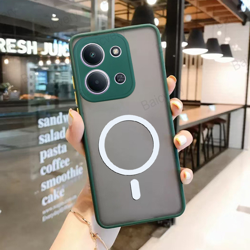 ปลอกสําหรับ VIVO Y28 4G V2352 พร้อมสติกเกอร์แม่เหล็ก Matte TPU ฝาครอบป้องกันกันกระแทก