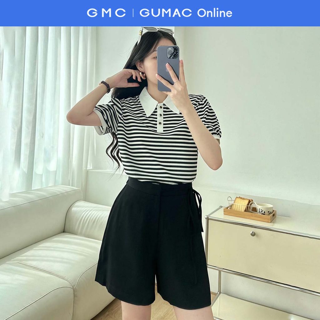 GUMC PLE11036 เสื้อโปโลลายทางแฟชั่น