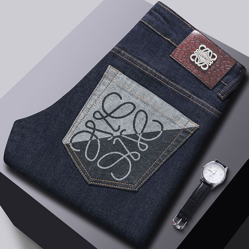 LOEWE กางเกงยีนส์ทรงเข้ารูป ออกแบบใหม่ มีปักลาย