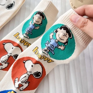 Puppy Mid-Tube ถุงเท้าผ้าฝ้าย Combed สไตล์ Preppy ญี่ปุ่นเกาหลีรุ่นอินเทรนด์ถุงเท้าผู้ชายผู้หญิงสบาย Breathable