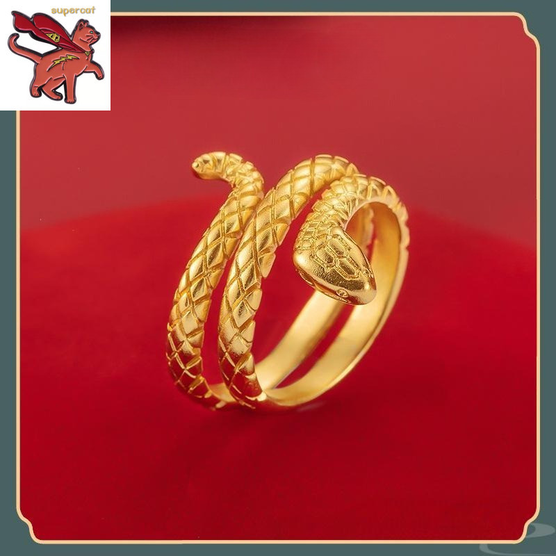 18K Saudi Gold Pawnable Nasasangla 99.99% แหวนปรับได้เปิดงูสําหรับผู้หญิงและผู้ชาย