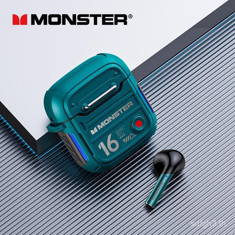 Monster XKT16 หูฟังบลูทูธ 5.3 การออกแบบเชิงกลหูฟังไร้สายชุดหูฟังเกมเมอร์ TWS ลดเสียงรบกวนหูฟังกีฬาให