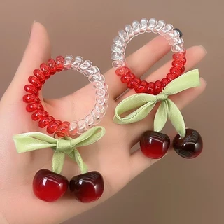 ยางรัดผม แบบเกลียว ลายเชอร์รี่ มาใหม่