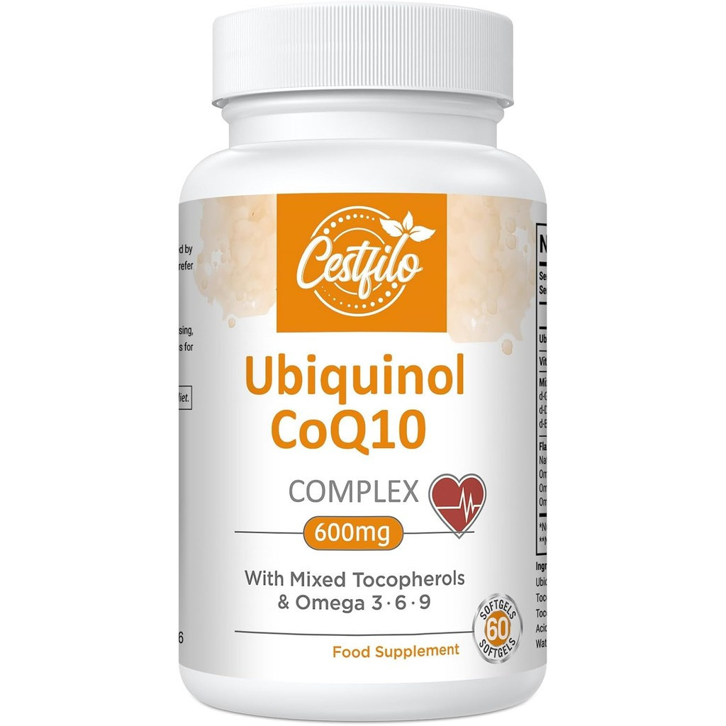 Ubiquinol Coenzyme Q10 600mg Soft Capsules-Active Form Coenzyme Q10 Plus Vitamin E และ Omega 3 6 9-P