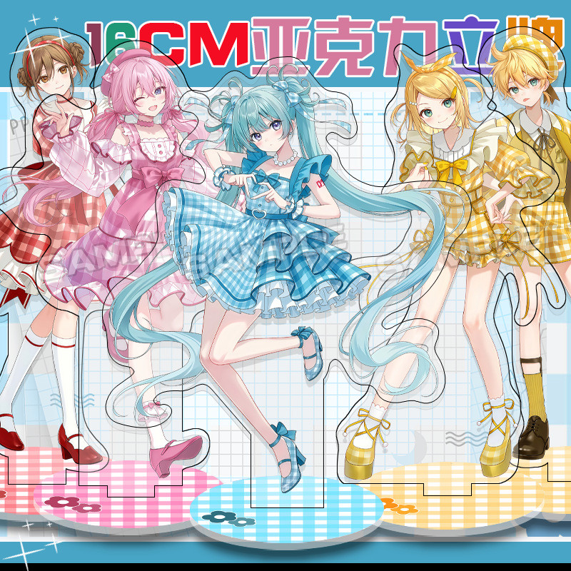 Hatsune Miku Retro Flower Series Badge Stand Anime Merch Kagamine Len KAITO จี้การ์ดโปร่งใส