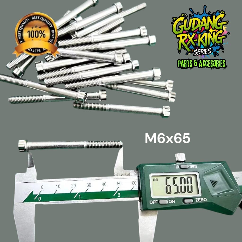 M6x65 mm STAINLESS CNC BOLT 2 HN KEYS M6x65mm (หน่วย)