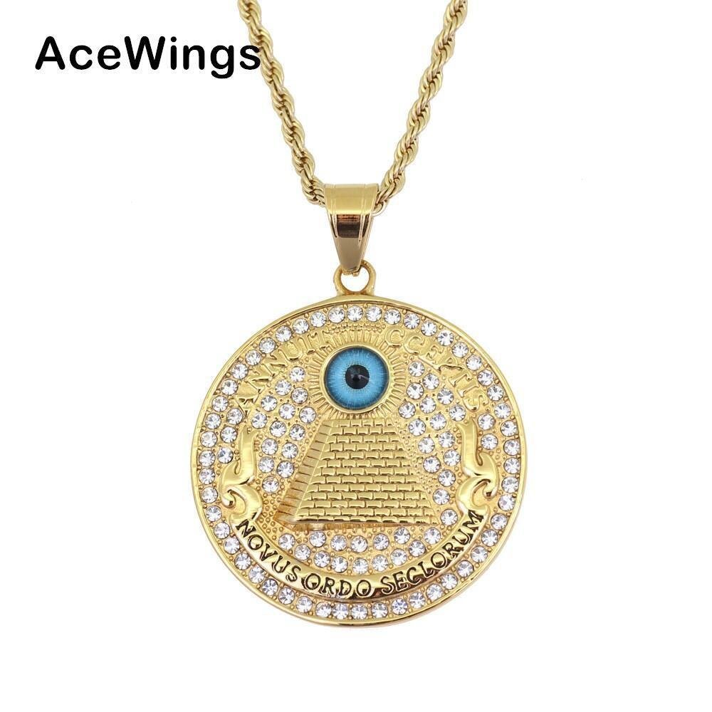 จี้สร้อยคอแบบฮิปฮอป ออกแบบตามธีม Horus ตาพีระมิด สไตล์ยุโรปและอเมริกา C1QX